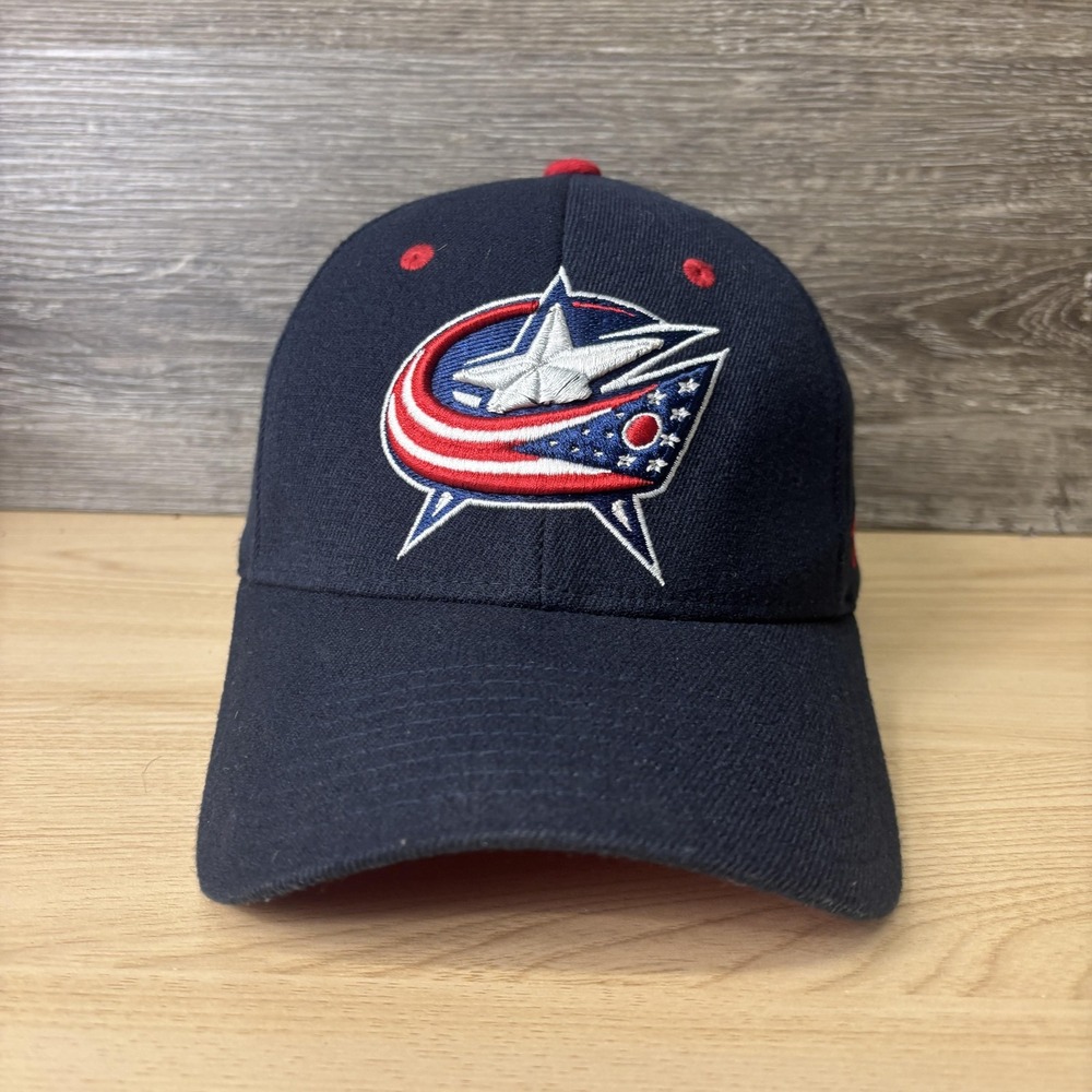 Columbus Blue Jackets Hat Cap Fitted Mens Small Blue Red NHL Hockey Embroidered